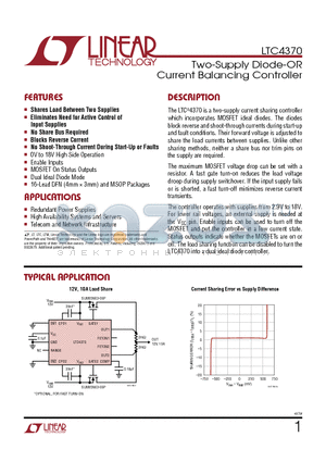 LTC1473 datasheet - Two-Supply Diode-OR Current Balancing Controller