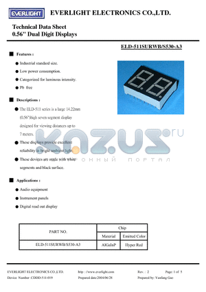 ELD-511SURWB-S530-A3 datasheet - 0.56