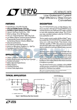 LTC1475CS8 datasheet - Low Quiescent Current High Efficiency Step-Down Converters