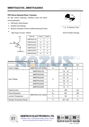 MMBTRA226SS datasheet - PNP Silicon Epitaxial Planar Transistor