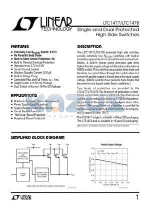 LTC1478 datasheet - Single and Dual Protected High Side Switches
