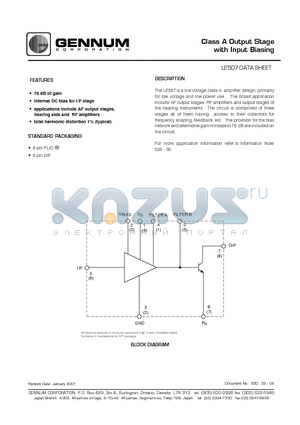 LE507 datasheet - Class A Output Stage with Input Biasing