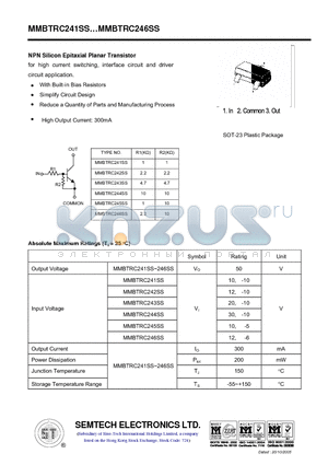 MMBTRC241SS datasheet - NPN Silicon Epitaxial Planar Transistor
