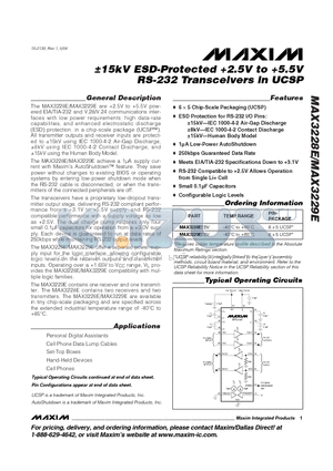 MAX3228E-MAX3229E datasheet - a15kV ESD-Protected 2.5V to 5.5V RS-232 Transceivers in UCSP
