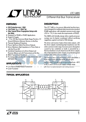 LTC1485CS8 datasheet - Differential Bus Transceiver