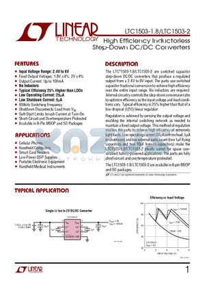 LTC1503-1.8 datasheet - High Efficiency Inductorless Step-Down DC/DC Converters