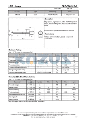 ELD-870-515-5 datasheet - LED - Lamp