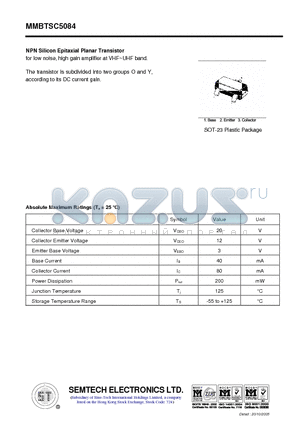 MMBTSC5084 datasheet - NPN Silicon Epitaxial Planar Transistor