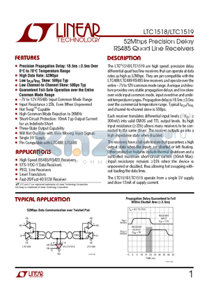 LTC1519IS datasheet - 52Mbps Precision Delay RS485 Quad Line Receivers