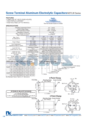 NSTLW103M400V51X141F datasheet - Screw Terminal Aluminum Electrolytic Capacitors