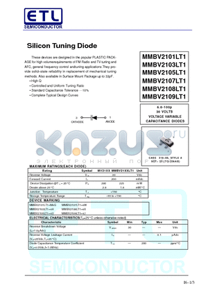 MMBV2103LT1 datasheet - Silicon Tuning Diode