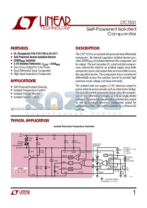 LTC1531CSW datasheet - Self-Powered Isolated Comparator