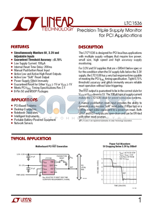 LTC1536CMS8 datasheet - Precision Triple Supply Monitor for PCI Applications