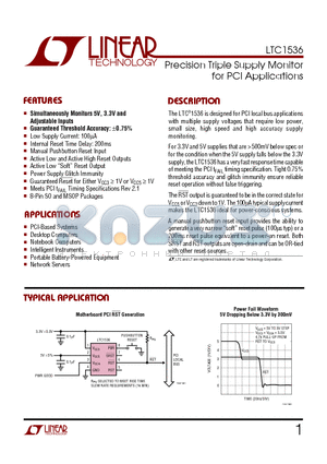 LTC1536I datasheet - Precision Triple Supply Monitor for PCI Applications