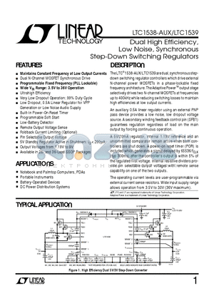 LTC1538-AUXIG datasheet - Dual High Efficiency, Low Noise, Synchronous Step-Down Switching Regulators