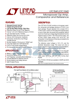 LTC1541CS8 datasheet - Micropower Op Amp, Comparator and Reference