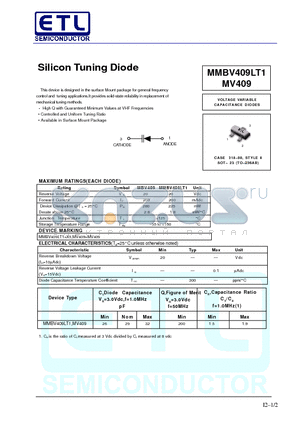 MMBV409 datasheet - Silicon Tuning Diode