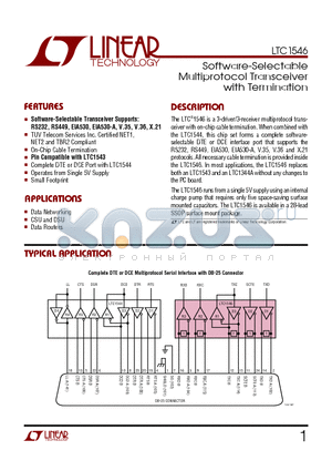 LTC1546I datasheet - Software-Selectable Multiprotocol Transceiver with Termination