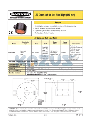 LEDRC150N datasheet - LED Dome and On-Axis Multi-Light (150 mm)