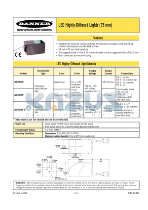 LEDRS75N-S datasheet - LED Highly-Diffused Lights (75 mm)