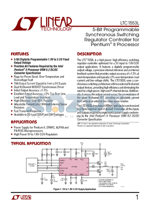 LTC1553L datasheet - 5-Bit Programmable Synchronous Switching Regulator Controller for Pentium II Processor