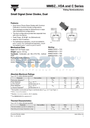 MMBZ15VDA datasheet - Small Signal Zener Diodes, Dual