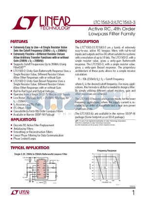 LTC1563-2IGN datasheet - Active RC, 4th Order Lowpass Filter Family