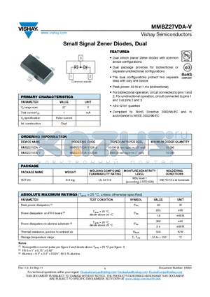 MMBZ27VDA-V_12 datasheet - Small Signal Zener Diodes, Dual