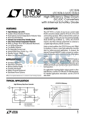 LTC1574 datasheet - High Efficiency Step-Down DC/DC Converters with Internal Schottky Diode