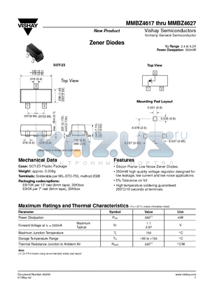 MMBZ4619 datasheet - Zener Diodes