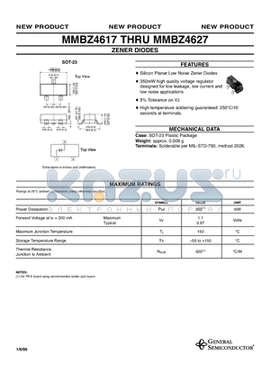 MMBZ4621 datasheet - ZENER DIODES