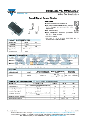 MMBZ4621-V datasheet - Small Signal Zener Diodes