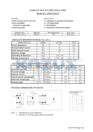 LEM-54221T datasheet - SURFACE MOUNT CHIP LED LAMPS