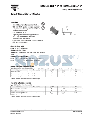 MMBZ4625-V datasheet - Small Signal Zener Diodes