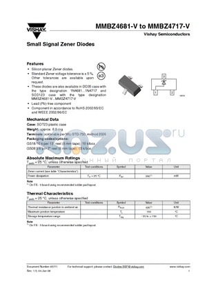 MMBZ4683-V datasheet - Small Signal Zener Diodes