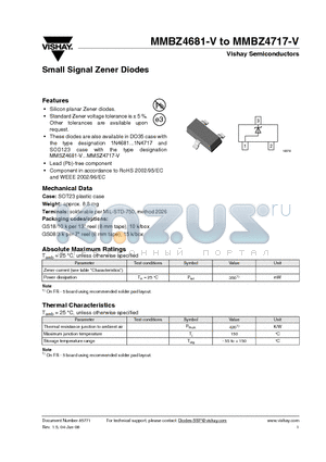 MMBZ4685-V datasheet - Small Signal Zener Diodes