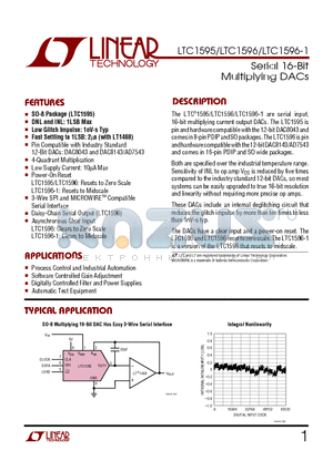 LTC1595AIN8 datasheet - Serial 16-Bit Multiplying DACs