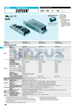 LEP150F-36 datasheet - Rugged PCB type