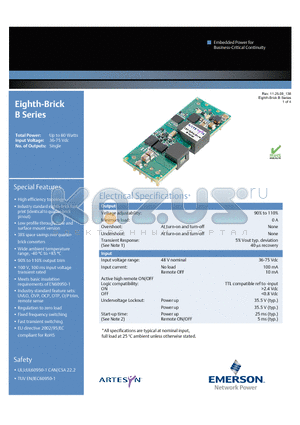 LES13B48-5V0REJ datasheet - Industry standard eighth-brick foot print (identical to quarter-brick pinout)