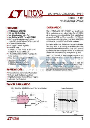 LTC1596BCSW datasheet - Serial 16-Bit Multiplying DACs