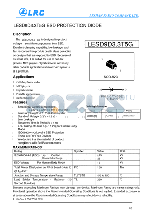 LESD9D3.3T5G datasheet - ESD PROTECTION DIODE