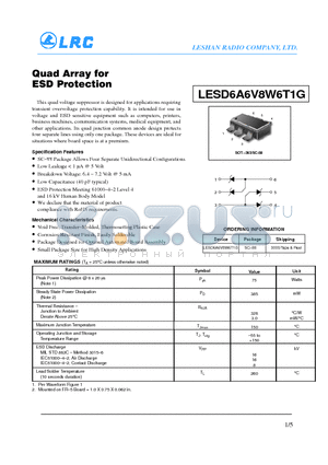 LESD6A6V8W6T1G datasheet - Quad Array for ESD Protection