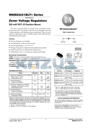 MMBZ5221BLT1G datasheet - Zener Voltage Regulators