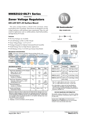 MMBZ5221BLT3 datasheet - Zener Voltage Regulators