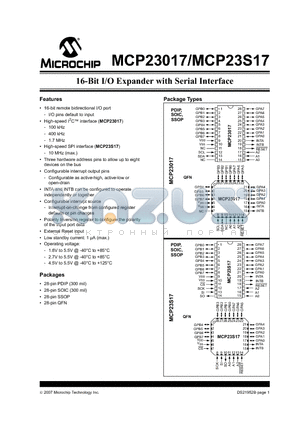 MCP23017-E/ML datasheet - 16-Bit I/O Expander with Serial Interface