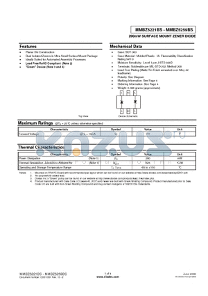 MMBZ5221BS_08 datasheet - 200mW SURFACE MOUNT ZENER DIODE