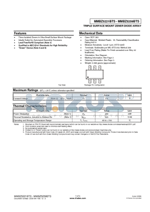 MMBZ5221BTS_08 datasheet - TRIPLE SURFACE MOUNT ZENER DIODE ARRAY