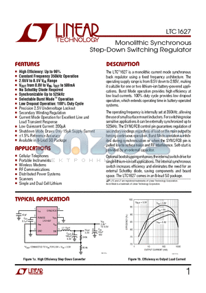 LTC1627CS8 datasheet - Monolithic Synchronous Step-Down Switching Regulator