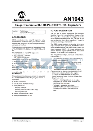 MCP23X08/17 datasheet - Unique Features of the MCP23X08/17 GPIO Expanders