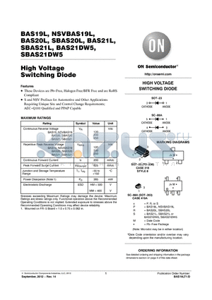 NSVBAS19LT1G datasheet - High Voltage Switching Diode